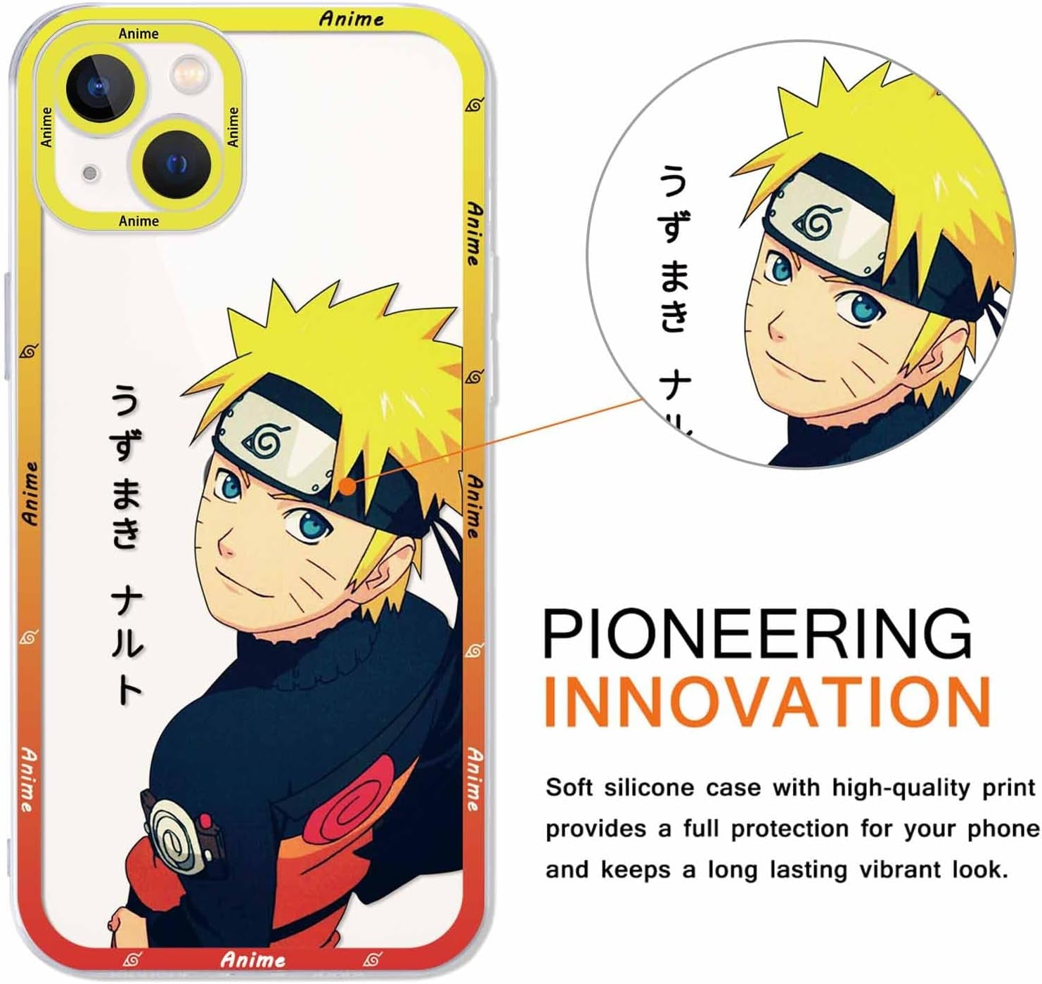 2 Pack Japanese Anime Case for Iphone 13 Mini Clear Case 5.4", Cool Manga Cute Pattern Design, Cartoon Character Cases for Men Boys Women Girls Kids, Soft TPU Funda Para Iphone13 Mini, Transparent  ZXT US   