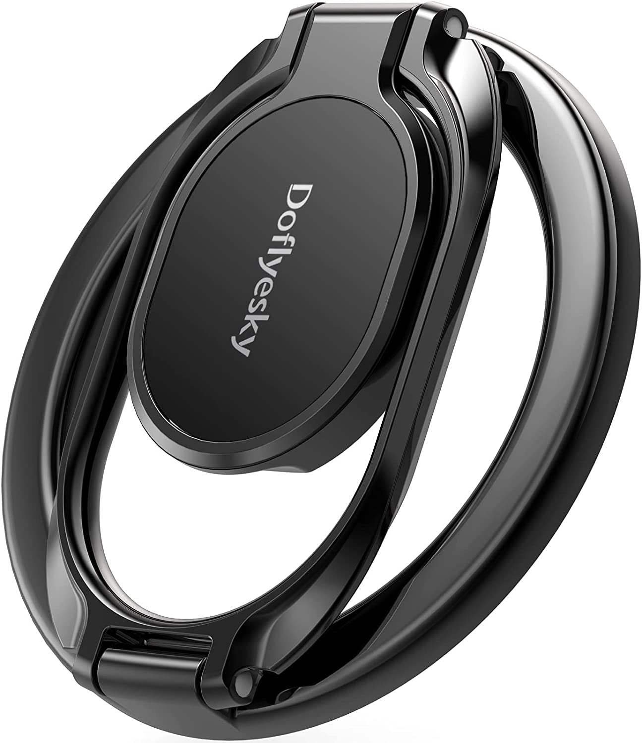 Magnetic Phone Ring Holder with Magsafe, Double Adjustable Gym Finger Ring Grip and Stand, Removable Phone Grip, for Iphone, Ipad and Smartphones, Compatible with Magnetic Car Mount (Gun Black)  Doflyesky   