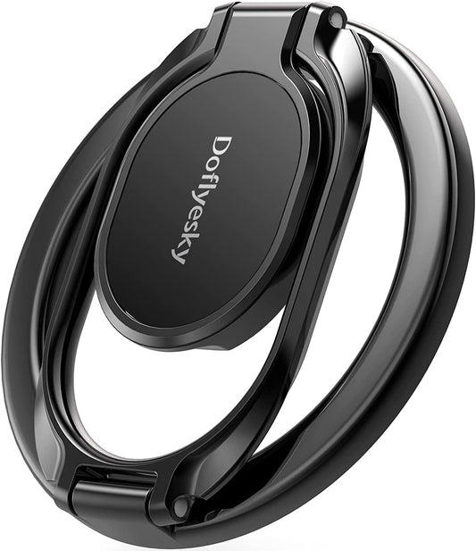 Magnetic Phone Ring Holder with Magsafe, Double Adjustable Gym Finger Ring Grip and Stand, Removable Phone Grip, for Iphone, Ipad and Smartphones, Compatible with Magnetic Car Mount (Gun Black)  Doflyesky   
