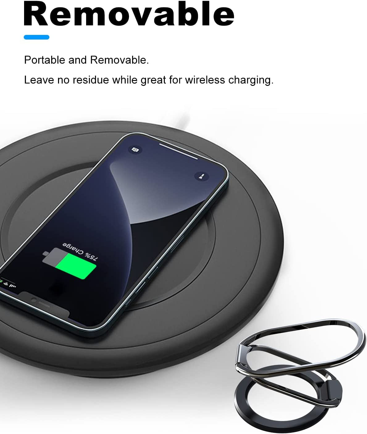 Magnetic Phone Ring Holder for Mag Safe, Compatible for Mag Safe Ring Holder Magnetic Phone Grip Magnetic Phone Ring Holder Finger Kickstand, Adjustable Kickstand for Iphone 14/13/12 Series(Black)  zylee   