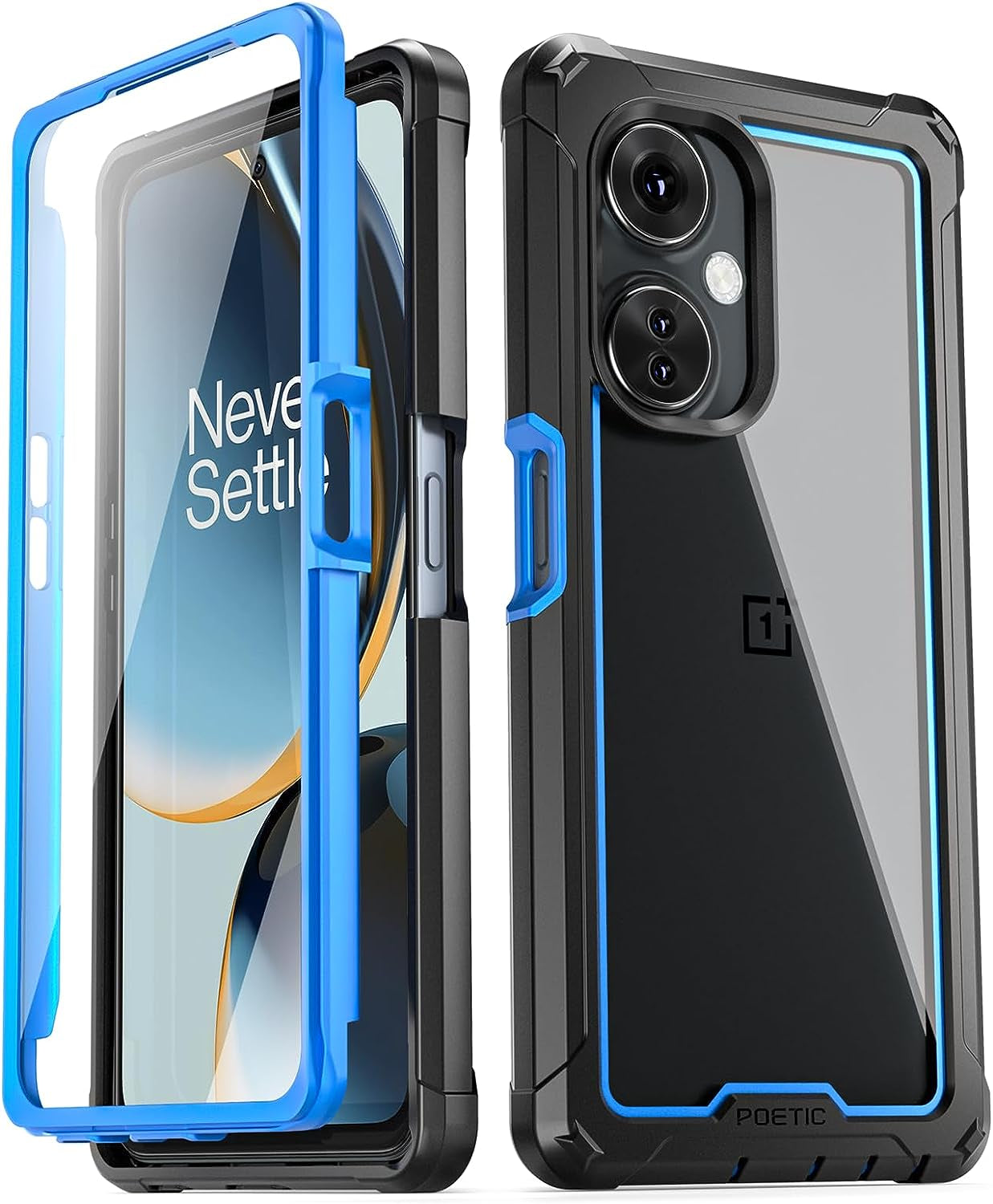 Poetic Guardian Case Designed for Oneplus Nord N30 5G, [20FT Mil-Grade Drop Tested], Full Body Hybrid Shockproof Bumper Cover with Built-In Screen Protector, Black/Clear  Poetic Blue  