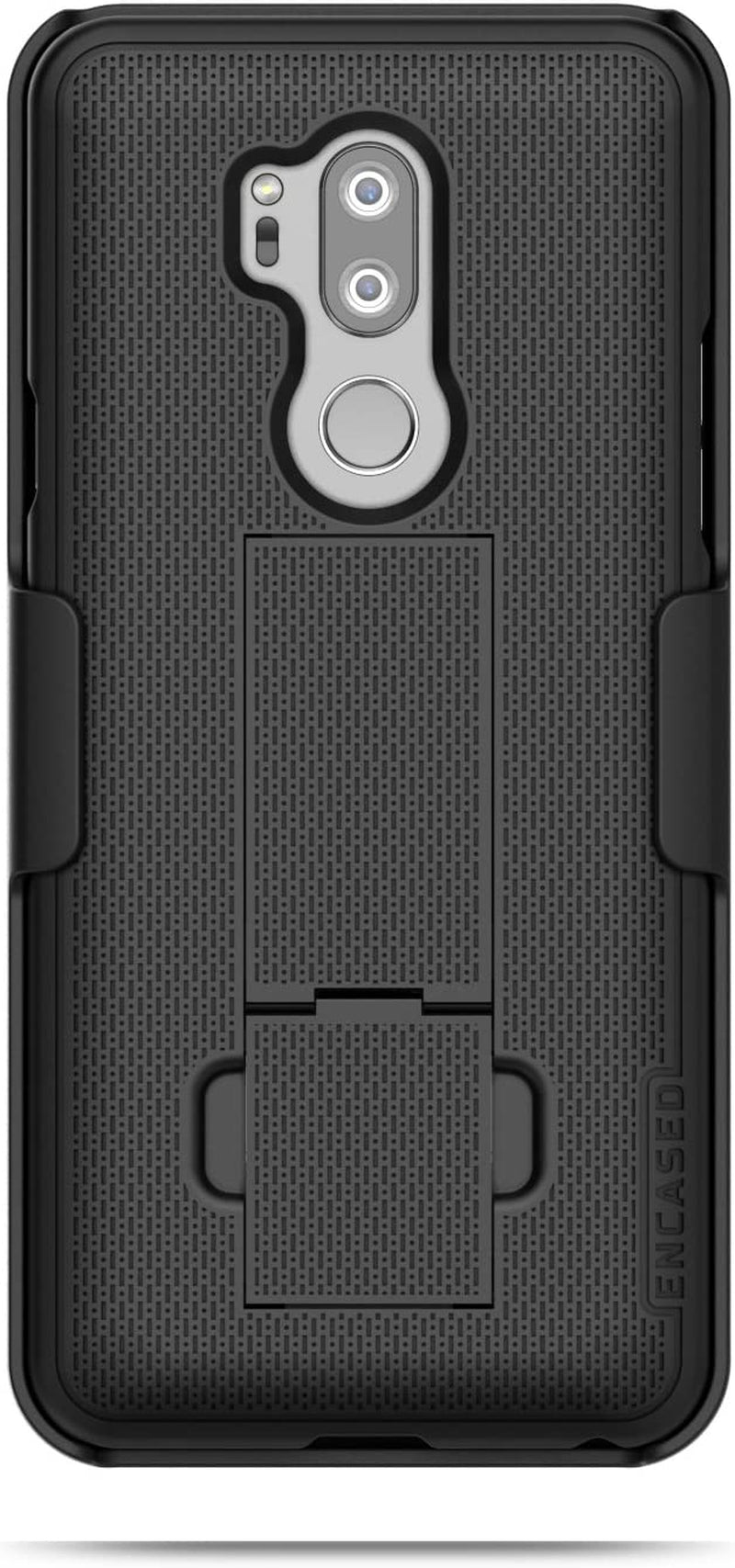 LG G7 Thinq Belt Clip Case - Encased (Duraclip) Slim Fit Holster Shell Combo W/Rubberized Grip (Smooth Black)  ENCASED   