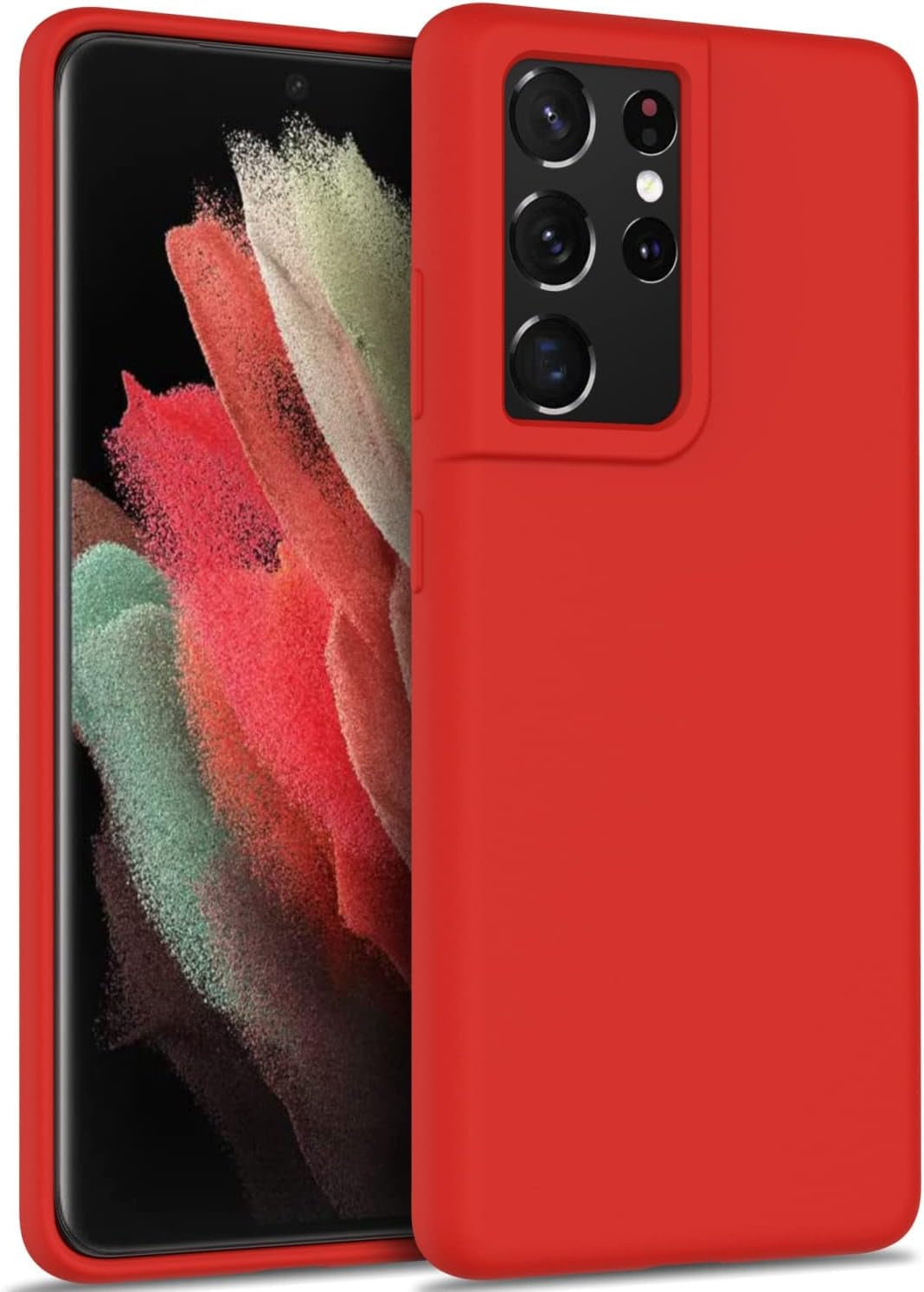 DEENAKIN for Samsung Galaxy S21 Ultra Case Silicone,Silky Smooth Flexible Gel Rubber Bumper Cover with Soft Microfiber Lining Slim Fit Protective Phone Case for Samsung Galaxy S21 Ultra Bright Yellow  DEENAKIN Red Samsung Galaxy S21 Ultra 