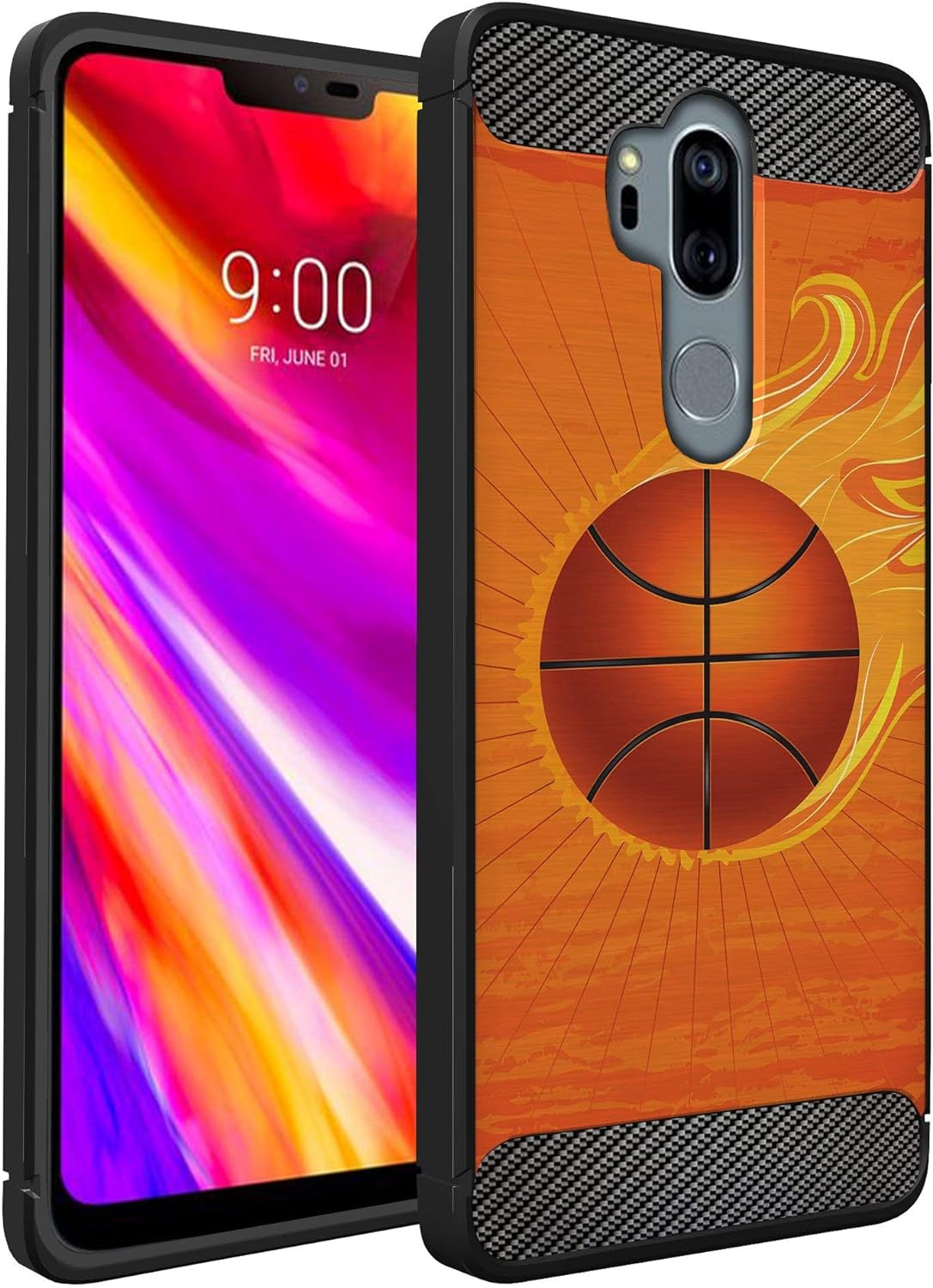 Casesondeck Sports Case Compatible with LG G7 / LG G7 Thinq- Flex Max Matte TPU Perfect Fitted Case Slim and Elegant (Golf)  CasesonDeck Basketball Fire  