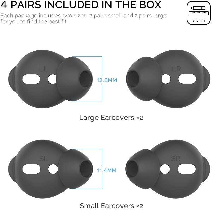 Ahastyle 4 Pairs Airpods Ear Tips Silicone Earbuds Cover Compatible with Apple Airpods (2 Pair Large & 2 Pairs Small, Black)  AHASTYLE   