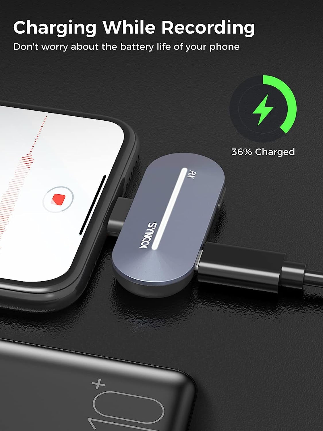 SYNCO Wireless Lavalier Microphone for Iphone, P2L 2.4Ghz Dual Mic Noise Reduction Plug Play with Charging Case Clip Mic for Lightning Smartphone Youtube TIK Tok Vlog, Wireless-Lavalier-Microphone  SYNCO   