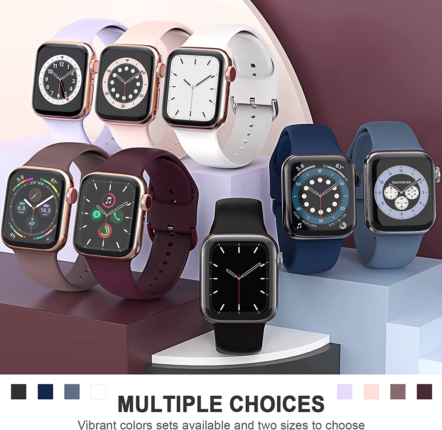 ZALAVER Bands Compatible with Apple Watch Band 49Mm 45Mm 44Mm 42Mm 41Mm 40Mm 38Mm, Soft Silicone Sport Wristbands Buckle Clasp Strap for Iwatch Ultra Series SE 8 7 6 5 4 3 2 1 Women Purple/Lavender  ZALAVER   