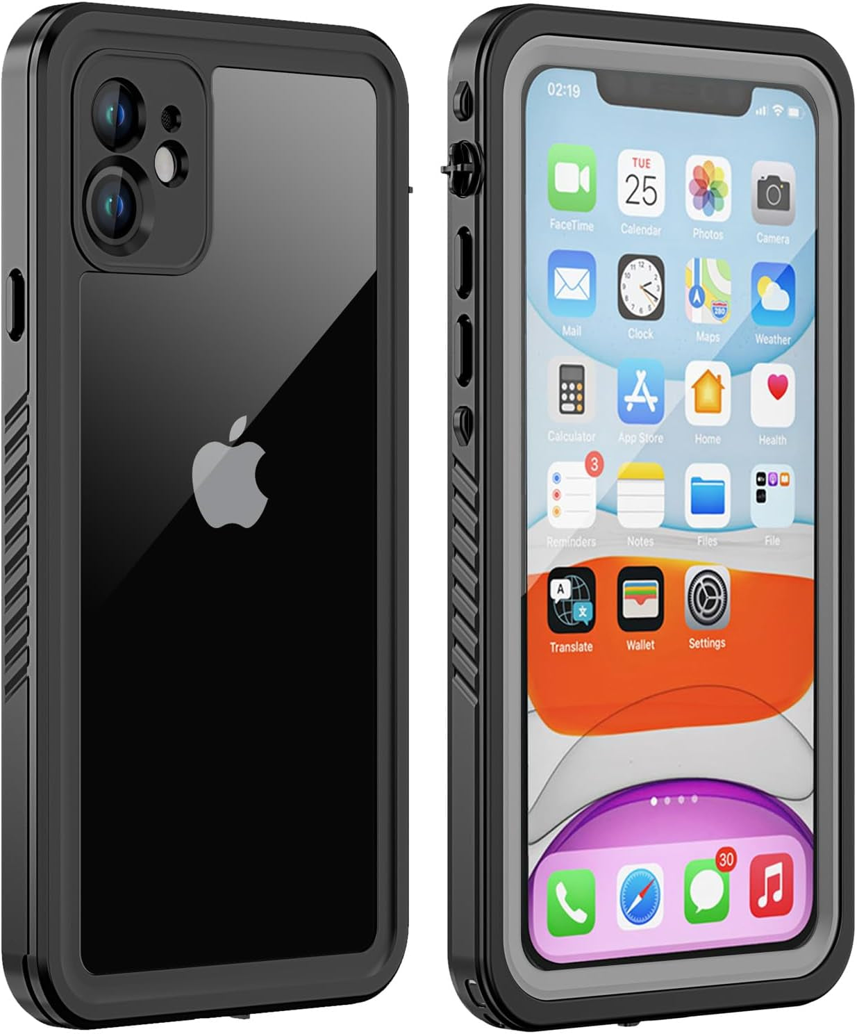 ZWWADR for Iphone 11 Waterproof Case with Screen Protector Full Body Protector Shockproof Dustproof Dirtproof Heavy Duty IP68 Waterproof Case for Iphone 11(6.1Inch) (Teal)  ZWWADR Black  