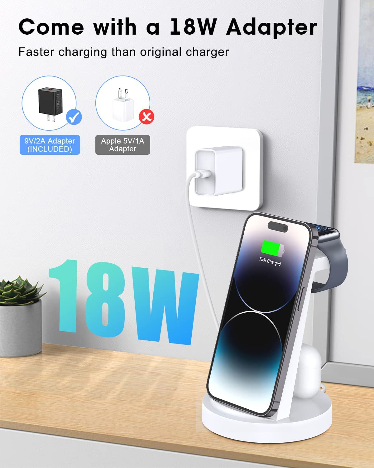 Charging Station for Iphone Multiple Devices: 3 in 1 Wireless Charger for Iphone 14 13 12 11 Pro X Max XS XR &8 plus - Charger Station Stand for Apple Watch Series 7/6/SE/5/4/3/2 & Airpods  shenzhenshijinzhizhuokejiyouxiangongsi   