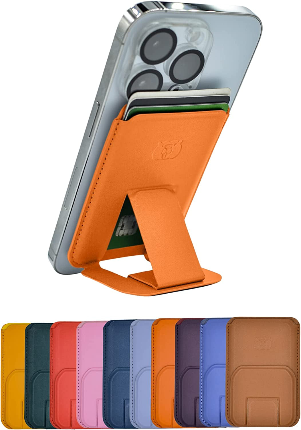 Beaverr Magnetic Card Wallet with Kickstand, Compatible with Magsafe, for Iphone 14 Pro Max/14 Pro/14/14 Mini, Iphone 13 Pro Max/13 Pro/13/13 Mini, Iphone 12 Pro Max/12 Pro/12/12 Mini (Wine)  Beaverr Orange  