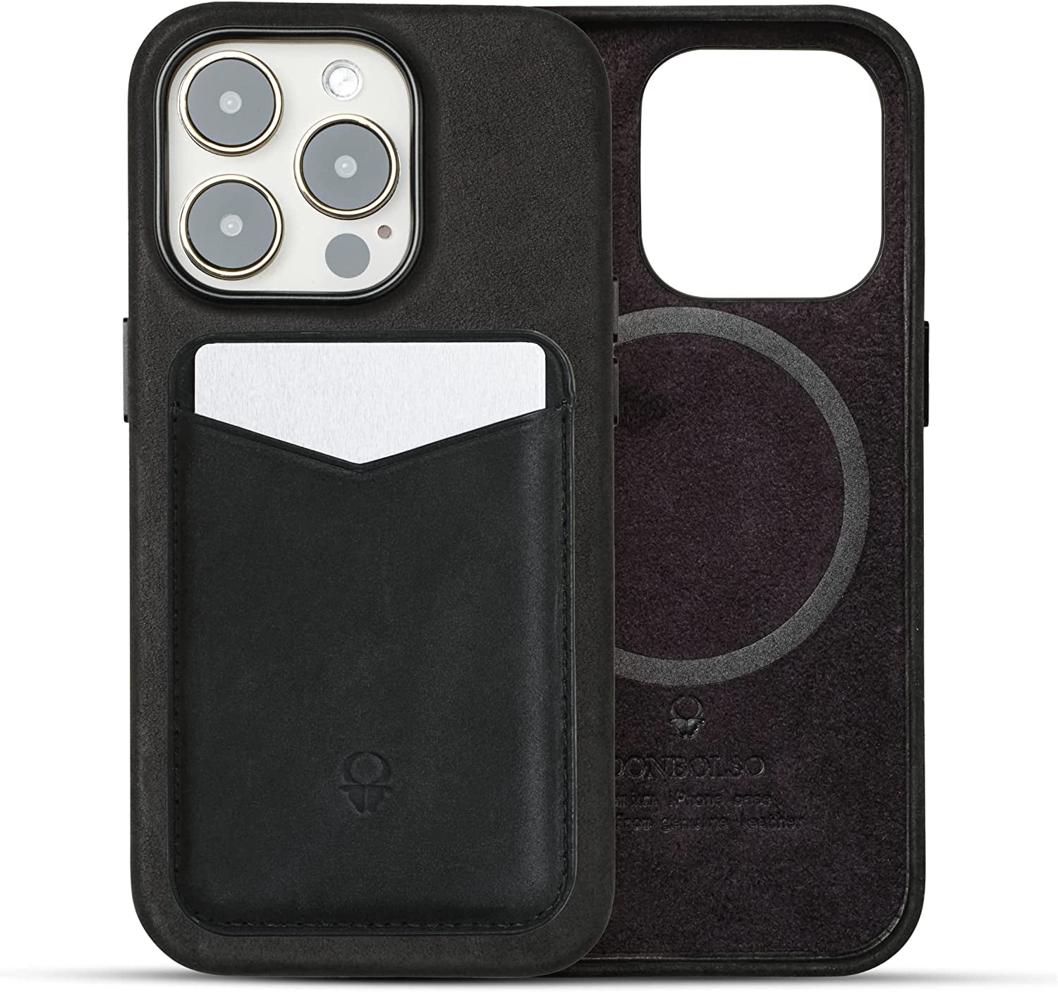 Donbolso Iphone 14 Pro Max Case Leather + Wallet Bundle - Apple Iphone Case in Vintage Black - Compatible with Magsafe - Lip Screen Protection - Elegant Leather Soft Grip - Strong Magnetic Phone Cases  DONBOLSO Vintage Black iPhone 14 Pro Case + Wallet 