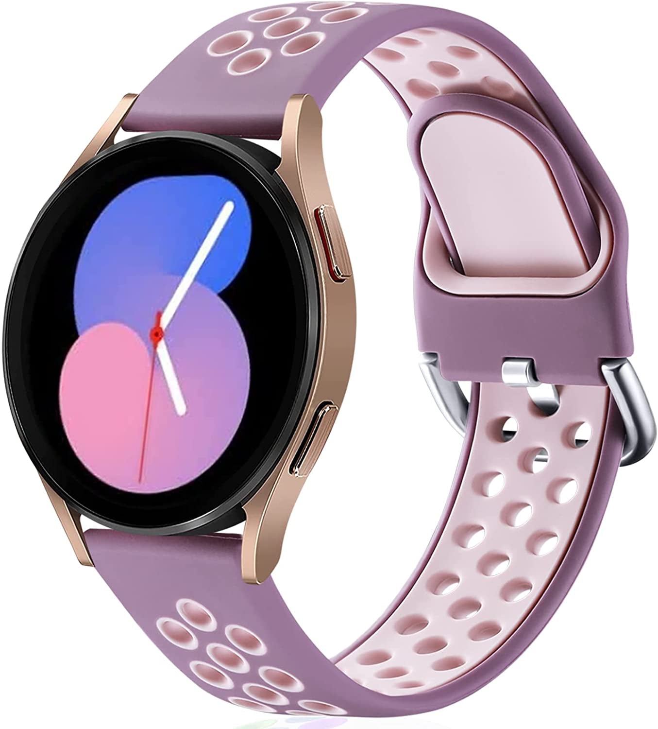 Lerobo Sport Bands Compatible with Samsung Galaxy Watch 4 Band/Galaxy Watch 5 Band,Active 2 Watch Bands/Galaxy Watch 3 Band/Galaxy Watch Band, 20Mm Soft Silicone Sport Strap Replacement Women Men  Lerobo Purple-Pinksand Large 