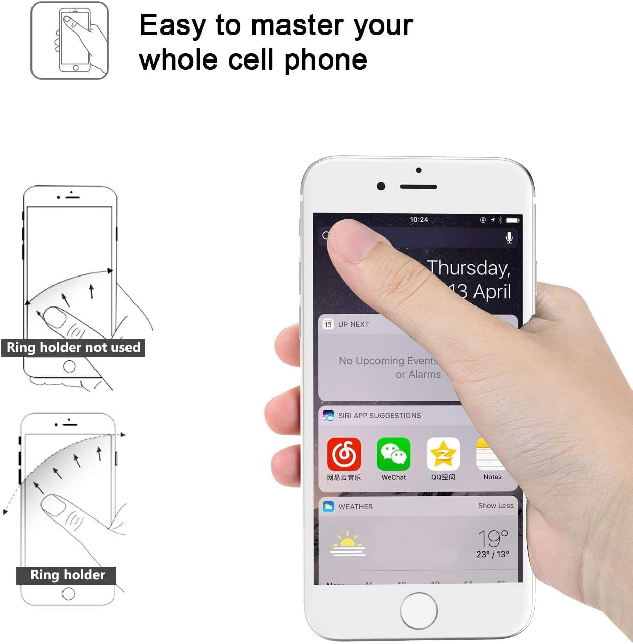 VASIVO Mirror Phone Ring Holder, 360° Swivel Ring Holder Finger Holder Holder for Iphone 7/7 Plus, Galaxy S8/S8 plus and Other Smartphones (Silver 2Pack)  VASIVO   