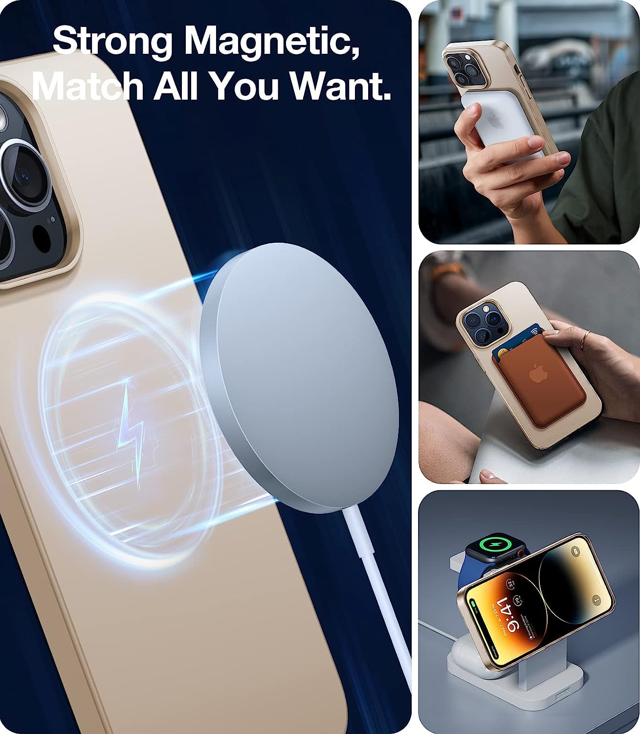 TORRAS Magnetic Slim-Fit for Iphone 14 Pro Max Phone Case, Ultra-Thin 14 Pro Max Case [Compatible with Magsafe], Matte Hard PC Cover Protective Anti-Fingerprint Anti-Scratch Phone Case 2022, Gold  TORRAS   