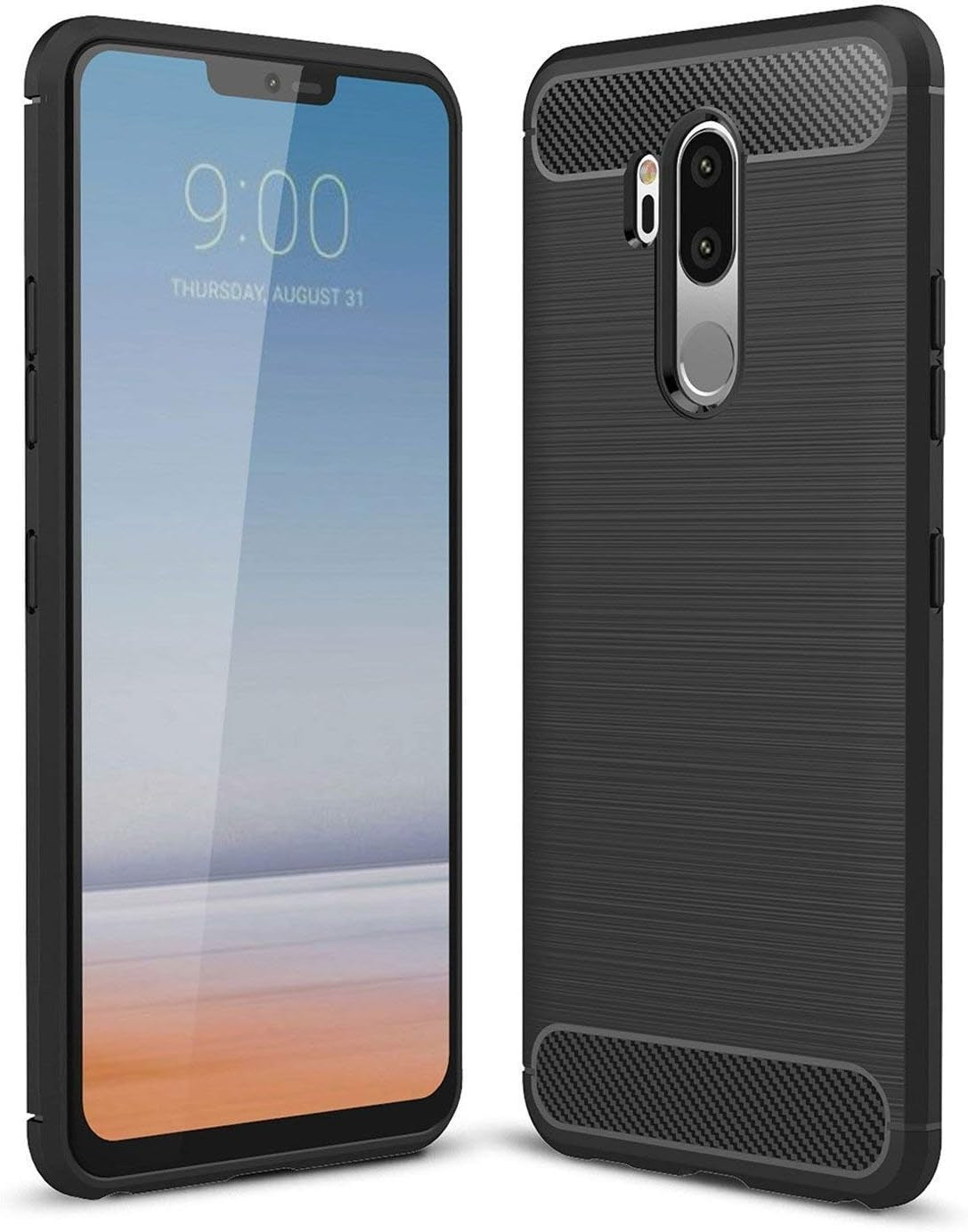 Vultic [Carbon Fiber] Case for LG G7 Thinq, Durable [Shock Absorption] Slim TPU Matte Lightweight Bumper Cover (Grey)  Vultic Black  
