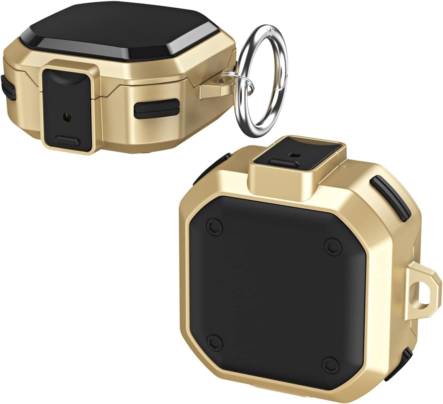 CASEVERSE Cases for Samsung Galaxy Buds2 Pro/Buds 2/Buds Pro/Buds Live with Lock, Cool PC Armor Series Shockproof Cover with Keychain for Boys Teens  CASEVERSE Gold  