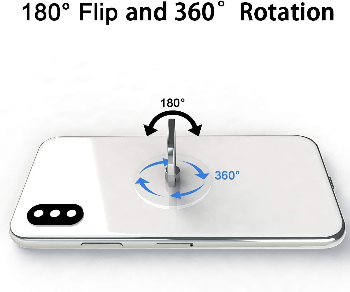 Attom Tech Transparent Phone Ring Holder Grip 360 Degree Free Rotation, Clear Cell Phone Finger Ring Kick-Stand Compatible with Iphone X 8 7 plus 6S 6 5S 5 SE, Galaxy S9 S8 S7 S6 Edge (Silver)  Attom Tech LLC   