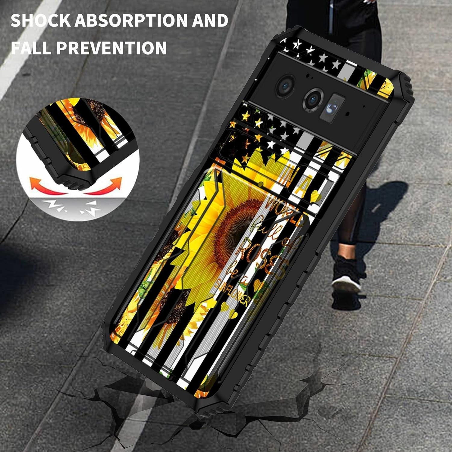 BEOTIWAD Wallet Case for Google Pixel 6 Pro,Dual Layer Heavy Duty Shockproof Holder Case with Detachable Card Slot and Kickstand Hide Cash and Credit Cards for Pixel 6 Pro,Sunflower Flags  BEOTIWAD   