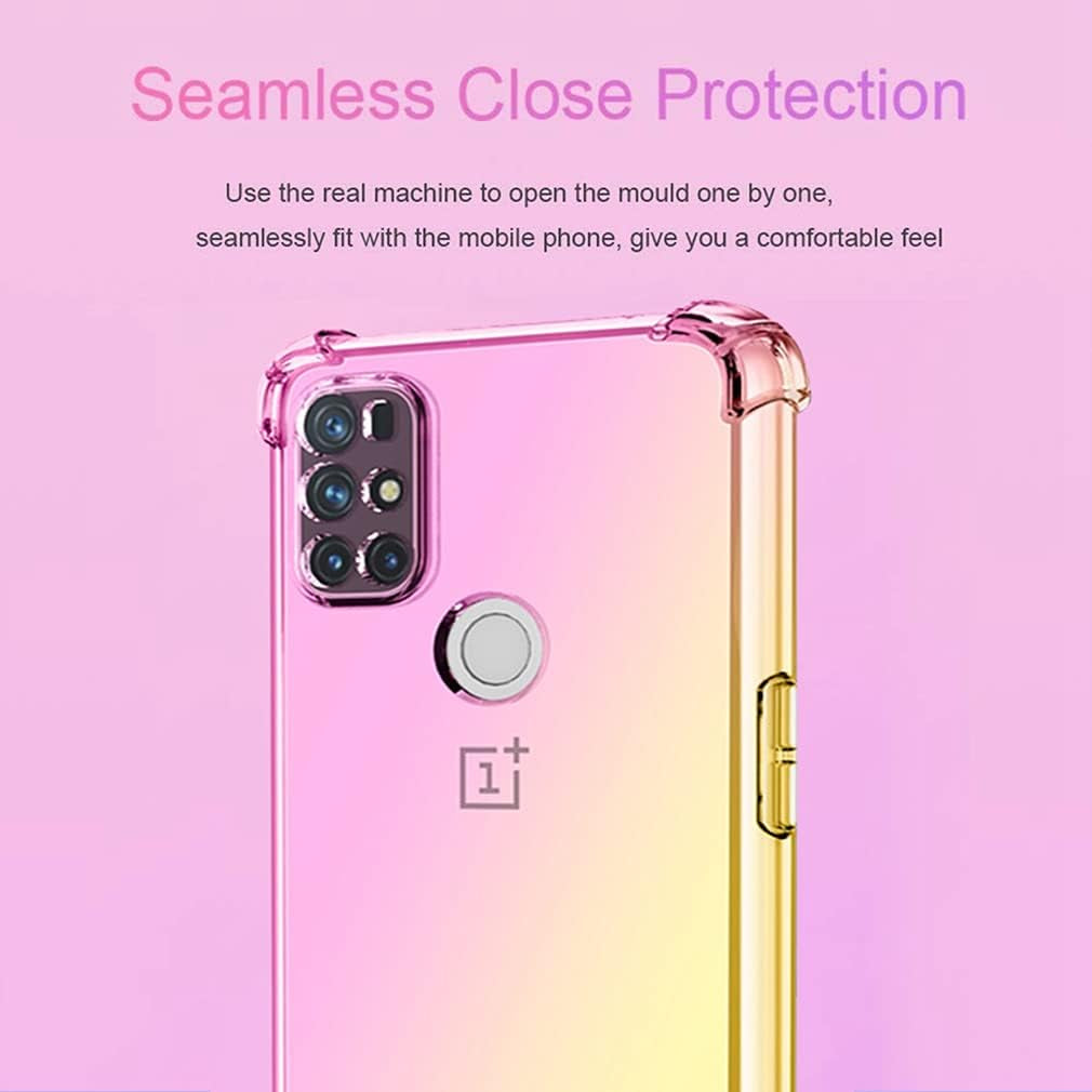 Ueokeird for Oneplus Nord N10 5G [Not Fit for Oneplus Nord N100] Clear Cute Gradient Phone Case Slim anti Scratch Flexible TPU Cover Shockproof Protective Case for Oneplus Nord N10 5G (Pink/Gold)  Ueokeird   