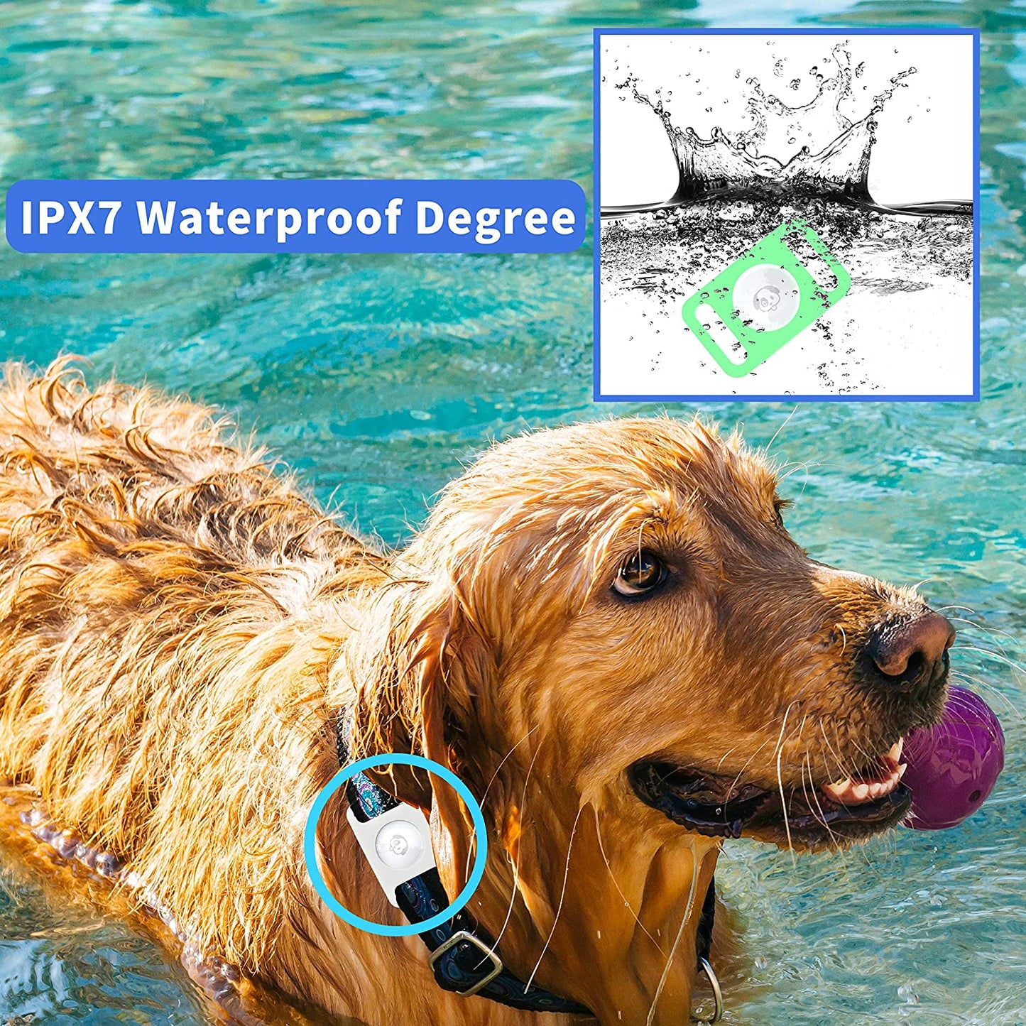 IPX7 Waterproof Airtag Holder, Damonlight 2 Packs Airtag Dog Collar Holder Fit for Dog Cat Collar Pet Loop Air Tag Holder Accessories, anti Scratch Silicone Case Lightweight Soft (Glow in Dark)  DamonLight   