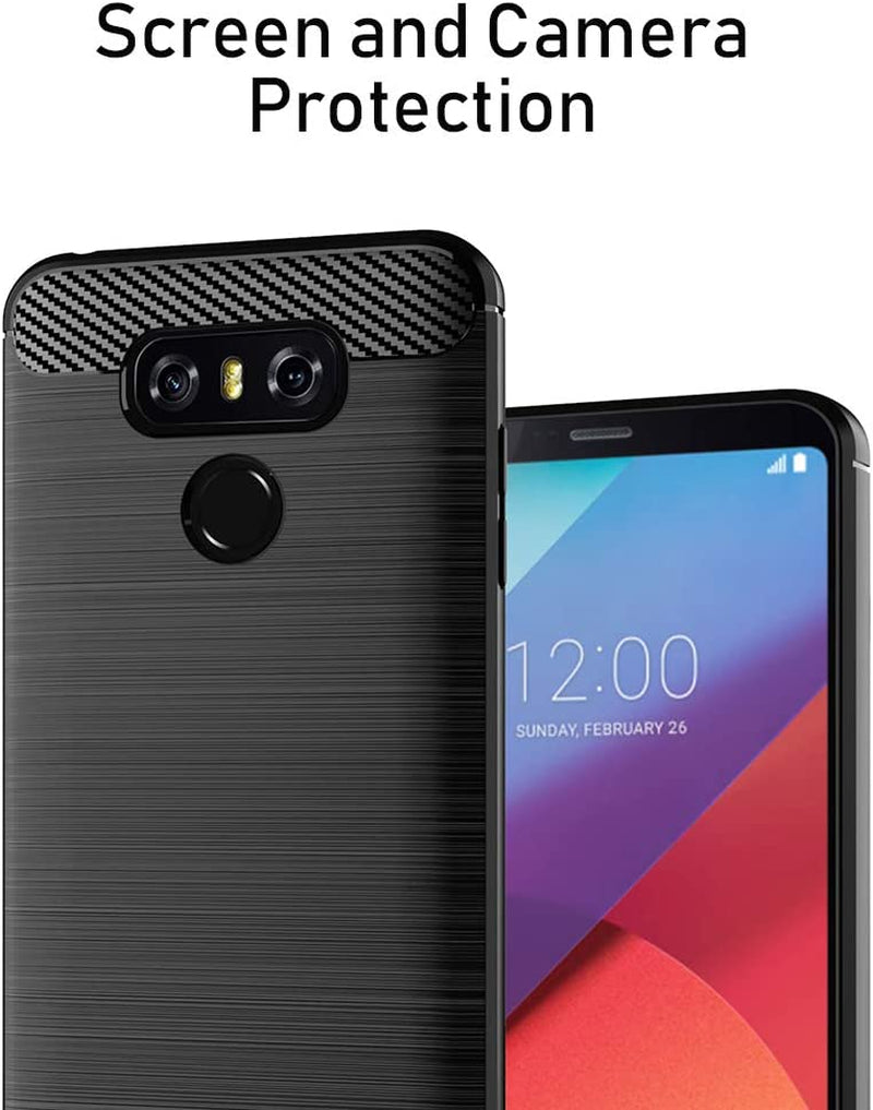 EGALO LG G6 Silicone Case, LG G6 plus Black Case Slim Thin Soft Skin Carbon Fiber Flexible TPU Anti-Scratch Shock Absorption Lightweight Rubber Protective Cases for LG G6 Plus,Brushed Black  EGALO   
