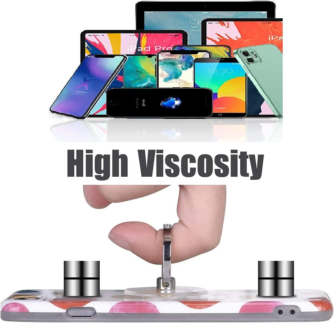 Emzrivo Cell Phone Ring Holder Stand, Transparent Phone Ring Holder Finger Kickstand 360° Rotation Phone Ring Finger Grip Compatible with All Smartphones(Heart-Silver)  emzrivo   