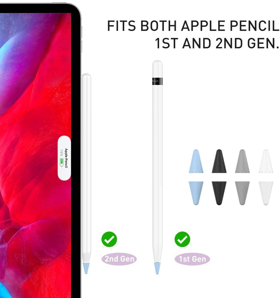 Delidigi 40 Pack Tips Cover for Apple Pencil 2Nd Generation and 1St Gen Silicone Nibs Caps Writing Protection Accessories((Blue+ Black+Grey+ White,40Pack)  Delidigi   