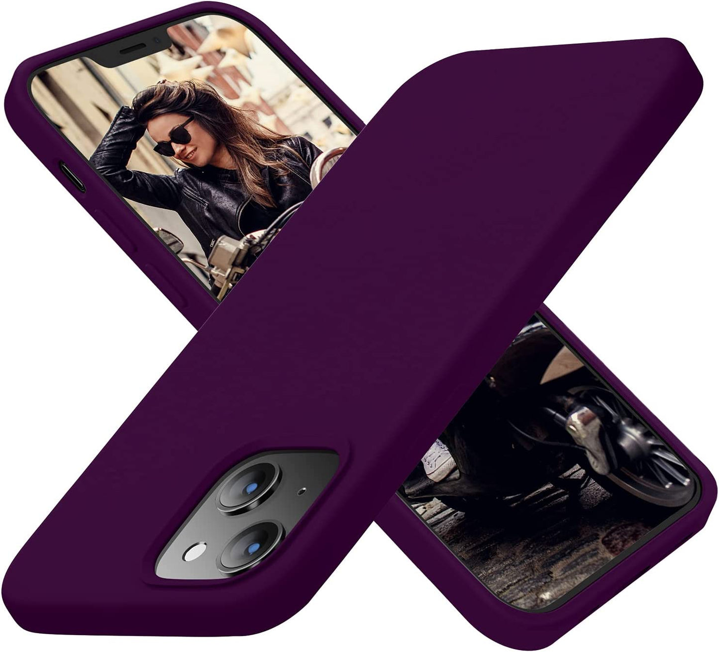 Cordking Designed for Iphone 13 Case, Iphone 14 Case, Silicone Ultra Slim Shockproof Protective Phone Case with [Soft Anti-Scratch Microfiber Lining], 6.1 Inch, Clove Purple  Cordking Wine Red  