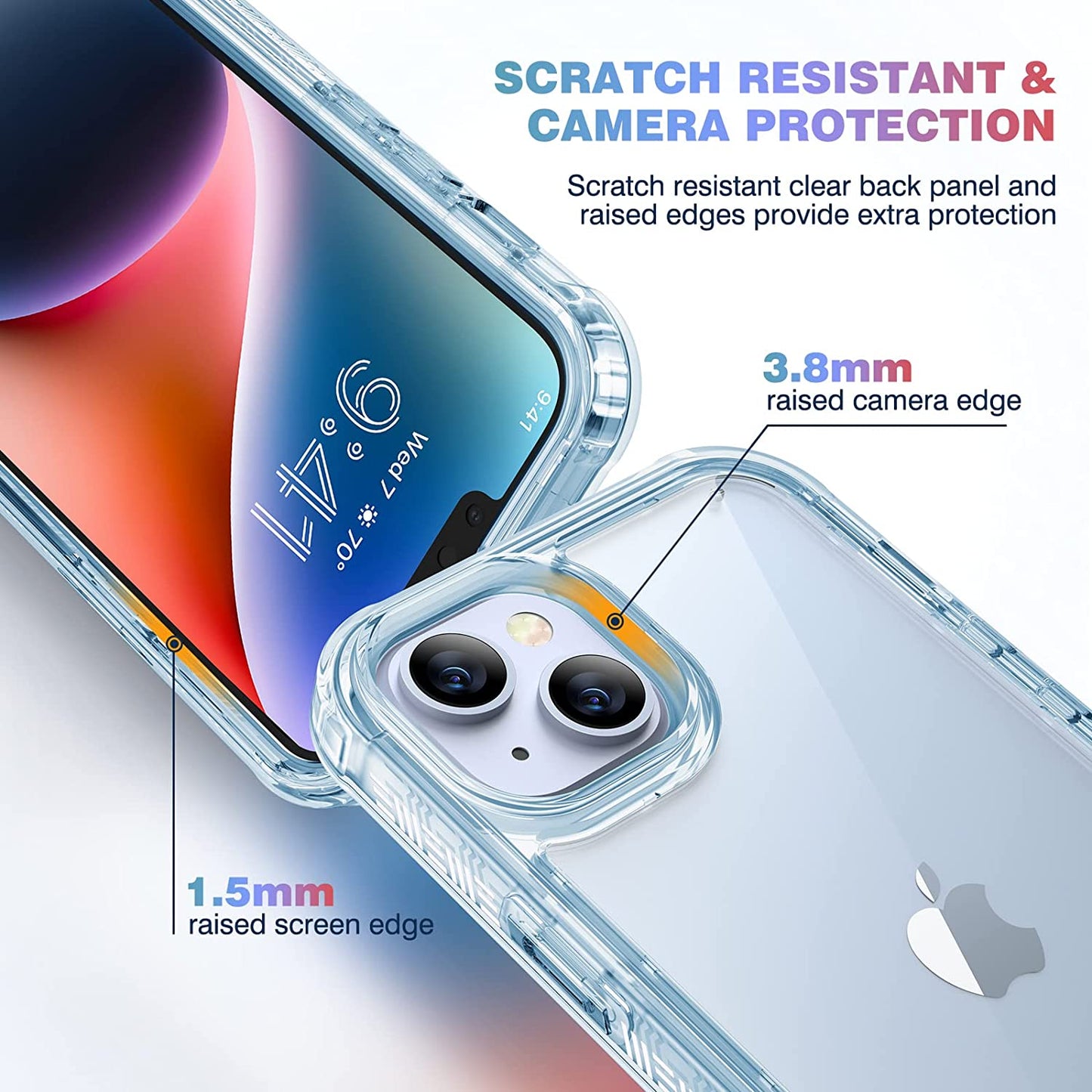 Diaclara Designed for Iphone 14 Case, Full Body Rugged Case with Built-In Touch Sensitive Anti-Scratch Screen Protector, with Camera Lens Protector for Iphone 14 6.1" (Clear Blue)  Diaclara   