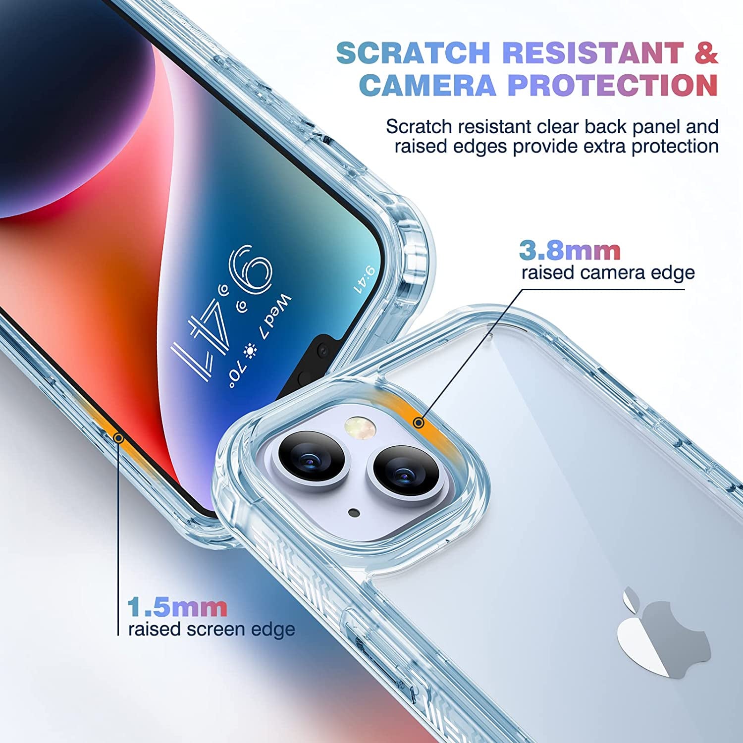 Diaclara Designed for Iphone 14 Case, Full Body Rugged Case with Built-In Touch Sensitive Anti-Scratch Screen Protector, with Camera Lens Protector for Iphone 14 6.1" (Clear Blue)  Diaclara   