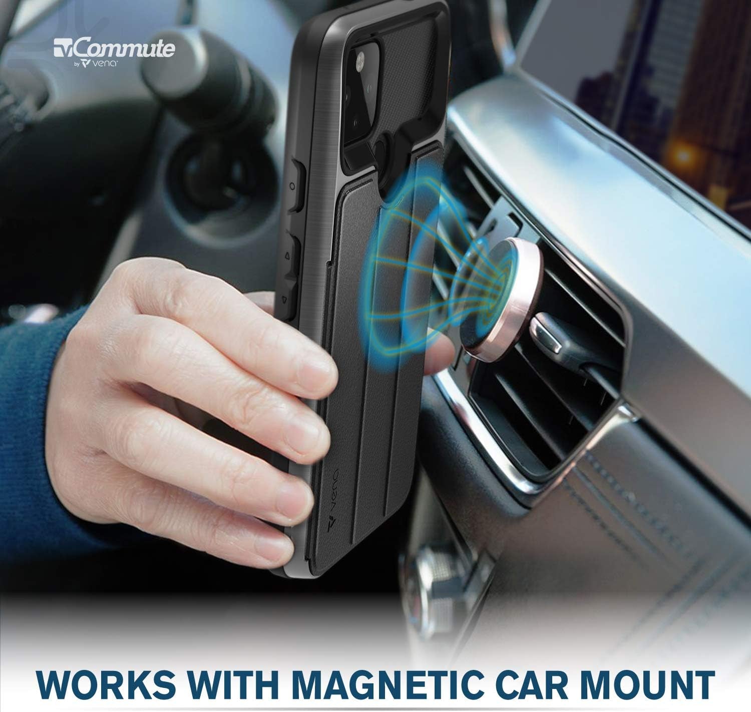 VENA Vcommute Wallet Case Compatible with Google Pixel 4A 5G (6.2"-Inch), (Military Grade Drop Protection) Flip Leather Cover Card Slot Holder with Kickstand - Space Gray  VENA   