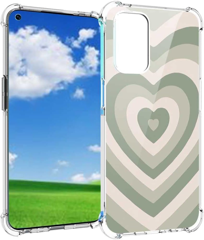Saiaty Lideqee Designed for Oneplus Nord N200 5G/Oppo A93 5G Case, Pink Love Heart Coffee Latte Swirls Valentines Graphic Designed for Oneplus Case Women Girls, Soft TPU Trendy Case for Oneplus  saiaty lideqee Sage Green Heart 2  