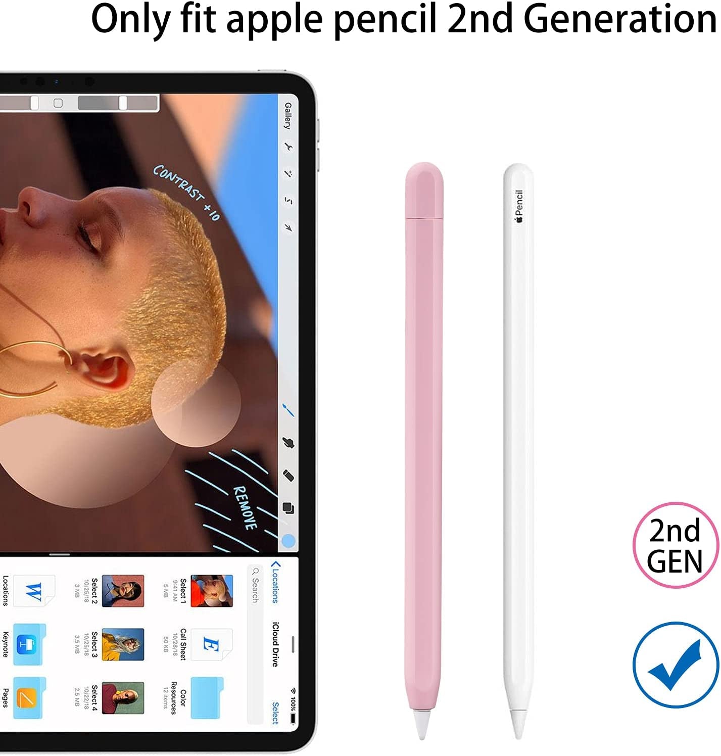 LINGXIU 2 Pack Silicone Case Cover Compatible with Apple Pencil 2Nd Generation, Slim Lightweight Pencil Case Skin Sleeve Accessories and 16 Pcs Nib Covers,16 Colors  LINGXIU   