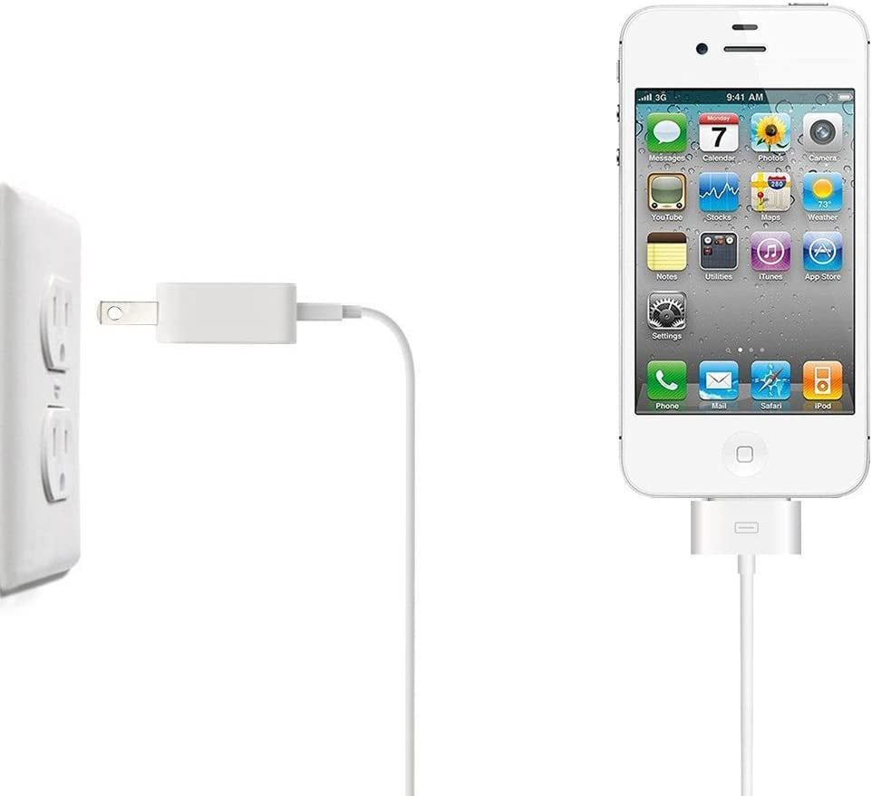 USB Wall Charger Power Adapter with 6 Feet 30 Pin Charging Cable for Iphone 4S, Ipod Touch 3/4, Ipad 2/4  Fenergy   