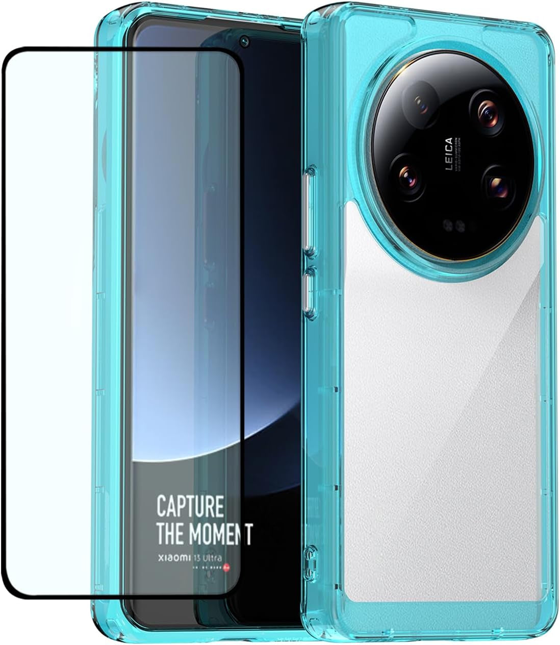 DFTCVBN Phone Case for Xiaomi 13 Ultra Case, Mi 13 Ultra 2304FPN6DC Case with HD Screen Protector, Soft Bumper with Clear Crystal PC Hard Back Shockproof Cover Cases for Xiaomi Mi 13 Ultra 5G Clear  DFTCVBN Clearblue  