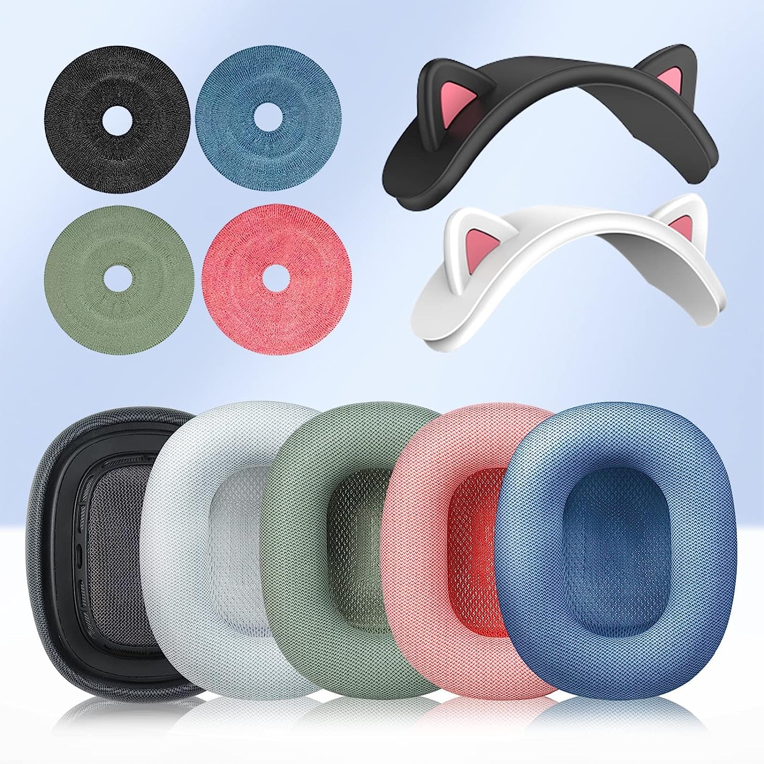 JHK for Airpods Max Ear Cushions Replacement Ear Pad Covers Airpod Pro Max Ear Cushions, Replacement Cat Ears Silicone Headband Airpod Max Accessories Gift: a Pair of Dustproof Knitted Covers (Green)  JHK   