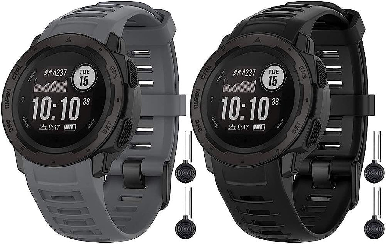 Vozehui Bands Compatible with Garmin Instinct Sports GPS, Soft Silicone Adjustable Replacement Wristbands for Garmin Instinct/Instinct Tide/Instinct Tactical  Vozehui Black+Gray  