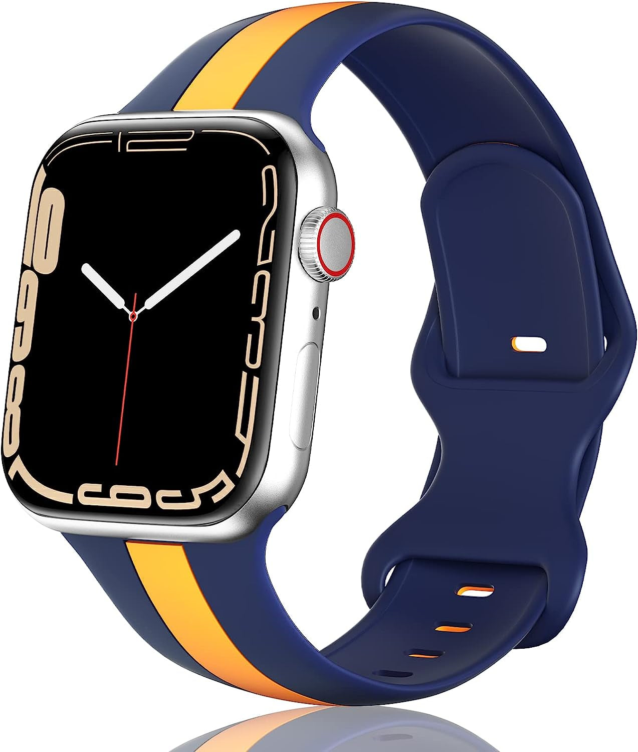 Designer Apple Watch Band 38Mm 40Mm 41Mm 42Mm 44Mm 45Mm for Women Men Silicone Sport Replacement Watch Bands Breathable Soft Strap Wristband for Iwatch Series SE 7 6 5 4 3 2 1  HONEYBABY BlueOrange 42mm/44mm/45mm 