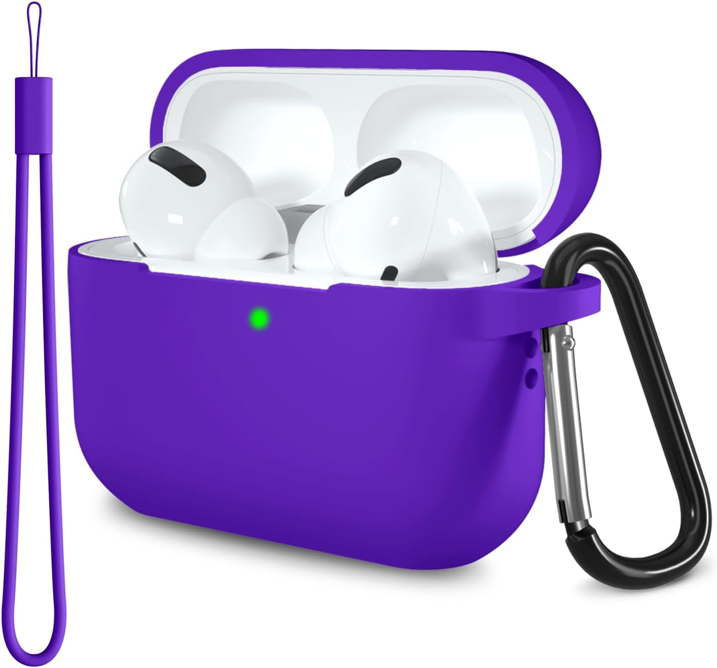 Lerobo for Airpods Pro 2Nd/1St Generation Case Cover with Keychain & Lanyard,Soft Silicone Skin Full Protective Airpod Pro Case for Apple Airpod Pro 2022/2019 Charging Case [Front LED Visible] Lilac  PJStore-US B-bright Purple  