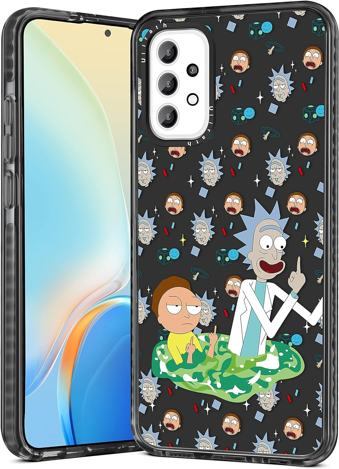 Ulirath for Samsung Galaxy A53 5G 6.5" Case Cartoon Straw Hat Character Designer Pattern Cover Cool Funny Fashion for Girly Girls Kids Boys Bumper Soft Protective Phone Cases for A53 5G  Ulirath For Samsung Galaxy A53-Black Moty  