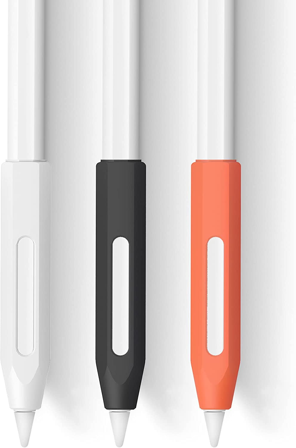 Grip Holder for Apple Pencil 2Nd Generation Accessories,Protective Silicone Sleeve Cover Ergonomic Design Compatible with Magnetic Charging and Double Tap,Black  Litumfen White,Black,Orange  