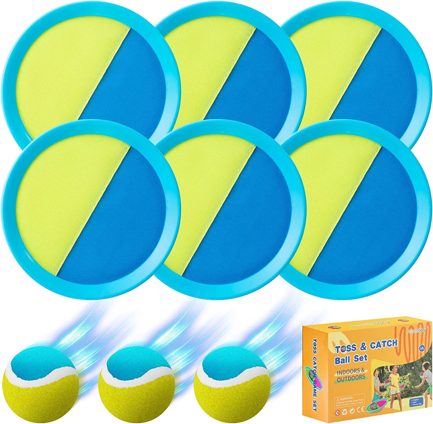 Aunnitery Kids Toys - Outdoor Games, Beach Toys, Toss and Catch Ball Set, Perfect Beach Games Sets Playground Sets for Backyards Easter Gifts for Kids/Adults/Family  Alterr Light Yellow  