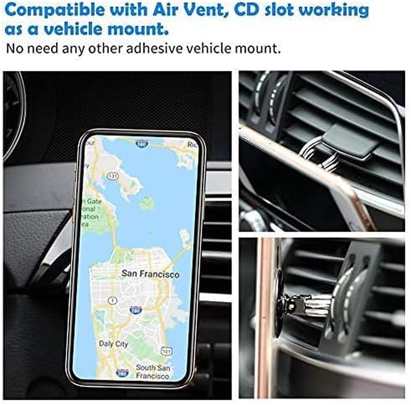 Airfly Phone Finger Ring Holder, 4 in 1, Universal Metal Phone Ring, Table Stand Kickstand, Car Vent Mount, Finger Grip Compatible All Smartphones, Black  AirFly SF   