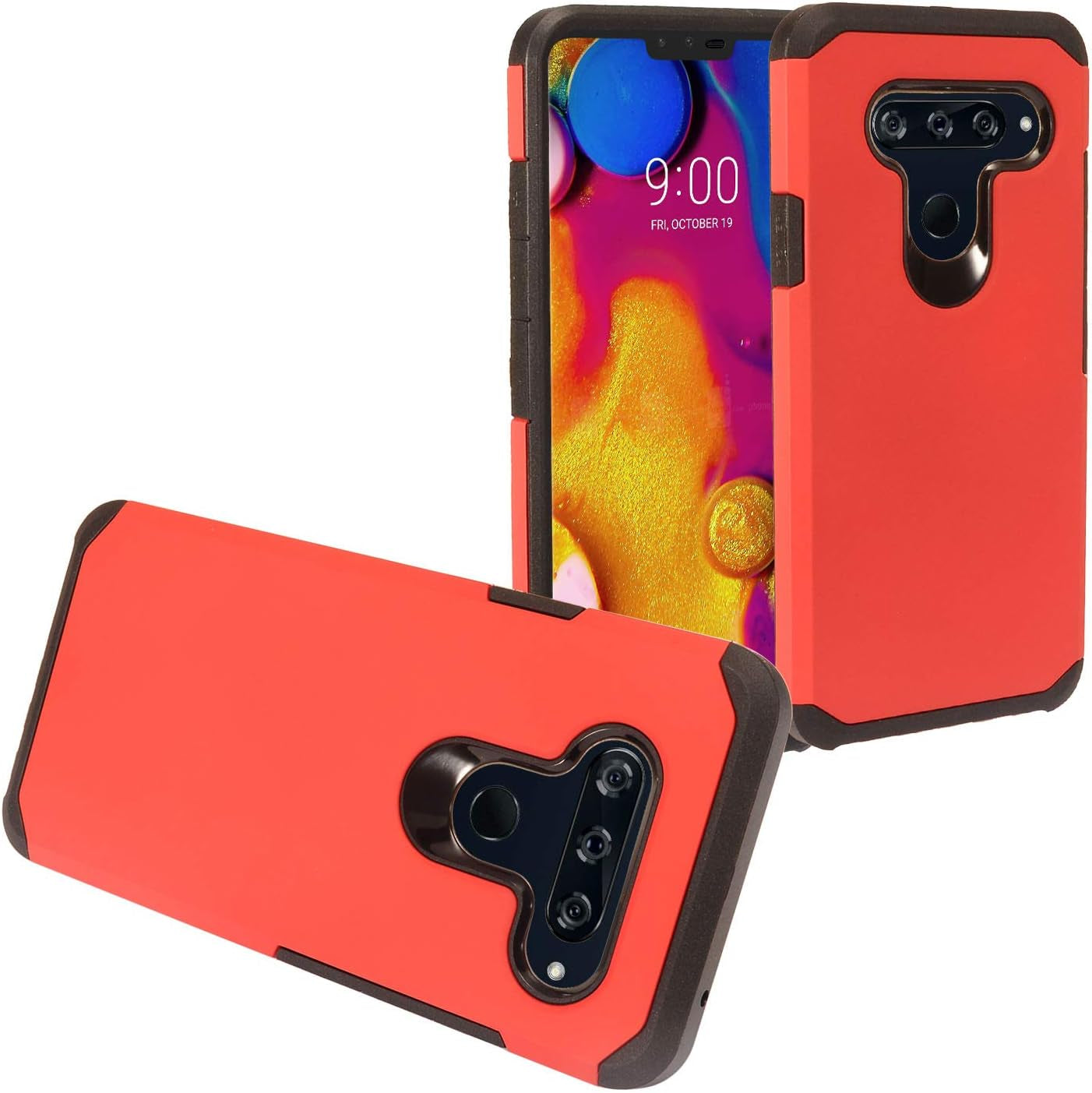 Eaglecell - Compatible with LG V40 Thinq - Rubberized Hybrid Hard Case - AH2 Red  Eaglecell   