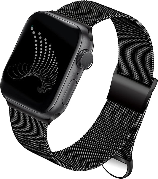 Metal Iwatch Bands Compatible for Apple Watch Band 38Mm 40Mm 41Mm for Women Men, Stainless Steel Magnetic Mesh Loop Strap for Apple Watchbands Series 8 7 6 5 4 3 2 1 SE Ultra, Black  Brigtlaiff   