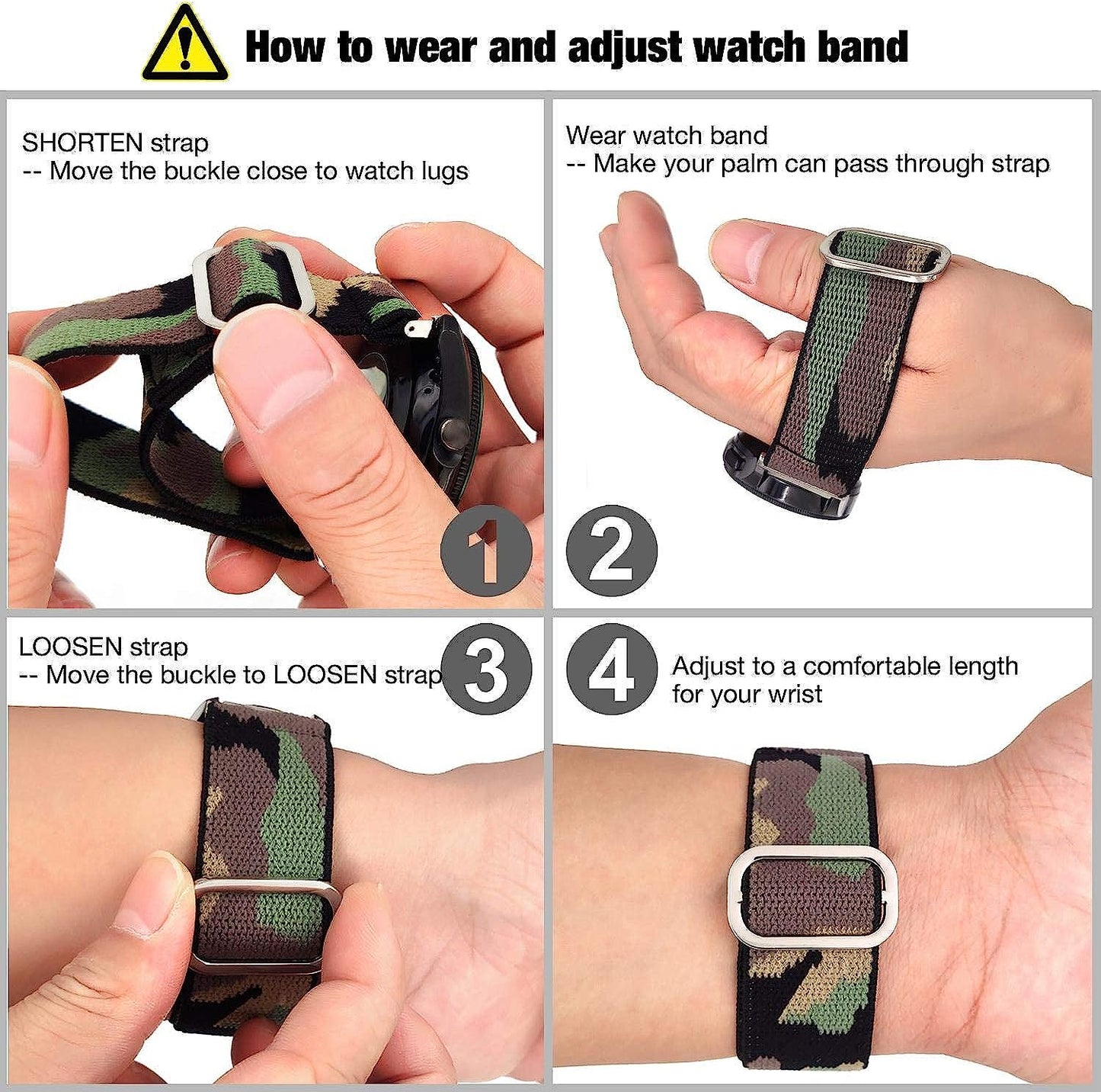 Abanen Elastic Watch Band for Garmin Venu 2 Plus/Venu Sq/Vivoactive 3, Embroidery Stretchy Loop Elastic Adjustable Wristband Strap for Samsung Galaxy Watch 4 40Mm / 44Mm  Abanen   