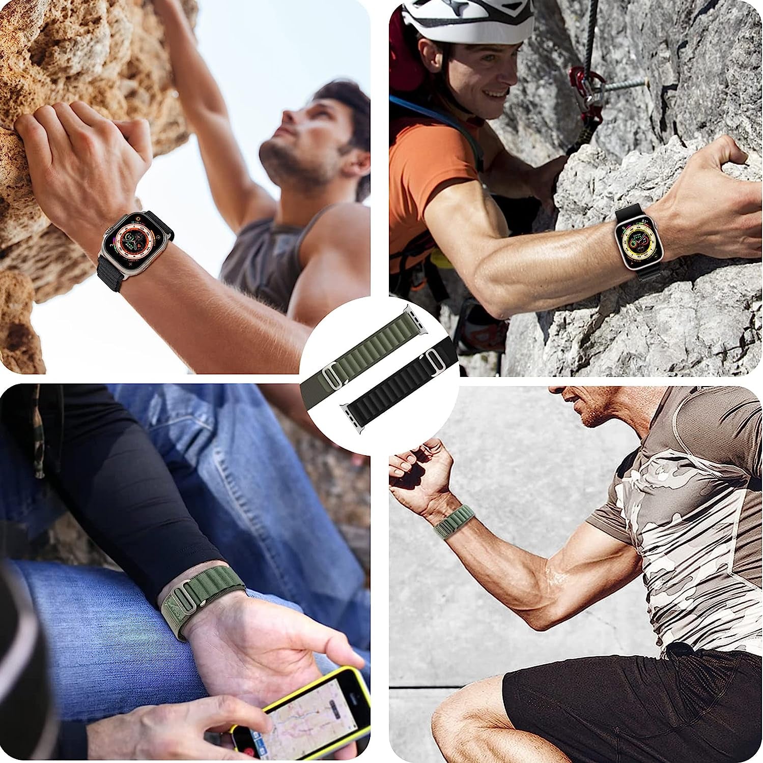 2 PCS Alpine Loop Nylon Bands Compatible with Apple Watch Ultra 49Mm 42Mm 44Mm 45Mm,Adjustable Sport with Titanium G-Hook Braided Bands for Iwatch Series 8/7/6/5/4/3/2/1/SE for Man  YXWUIVP   