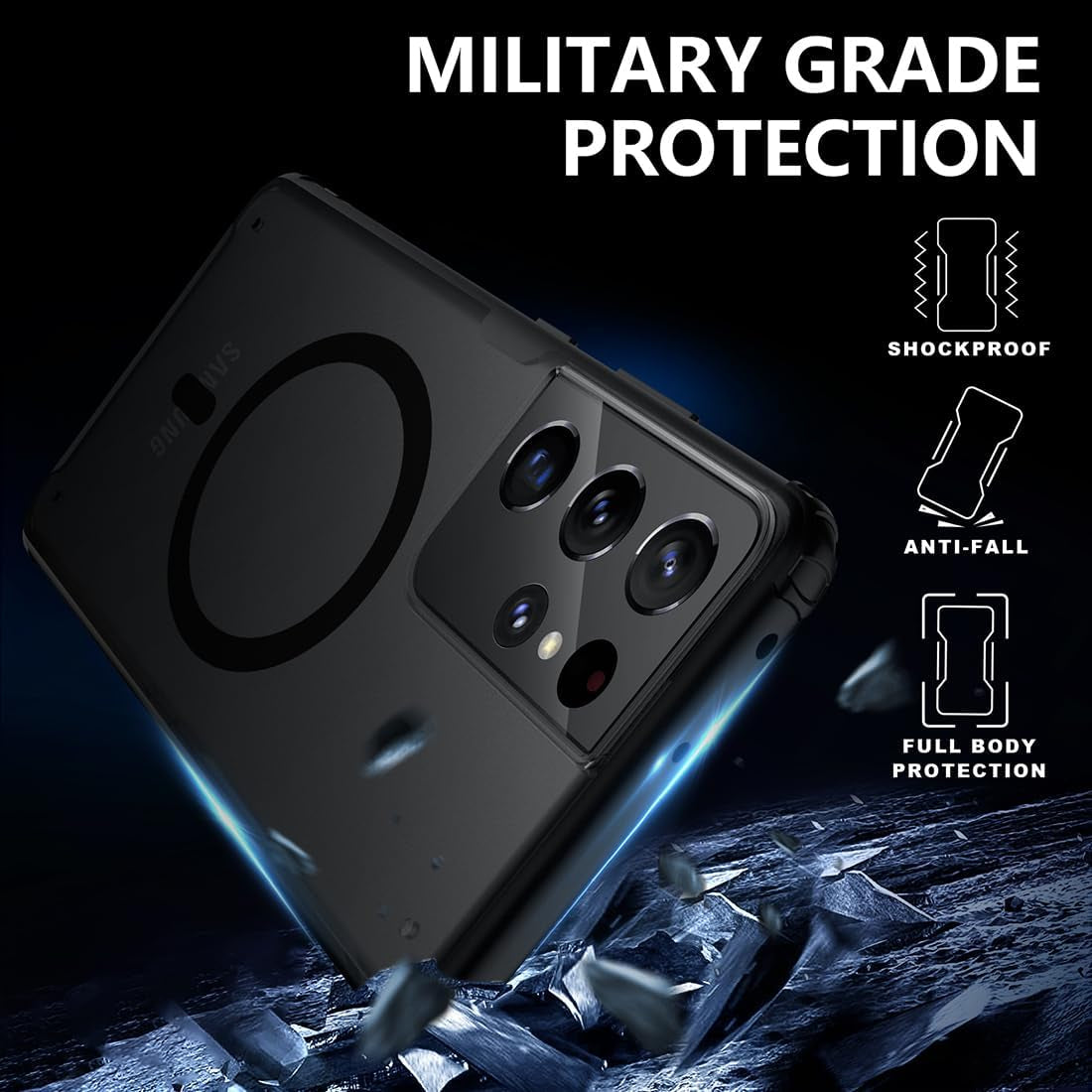 TIANNIUKE Magnetic Case for Samsung Galaxy S21 Ultra, Translucent Matte Anti-Fingerprint, Compatible with Magsafe, Slim Fit Shockproof Protective Phone Case for Galaxy S21 Ultra  TIANNIUKE   