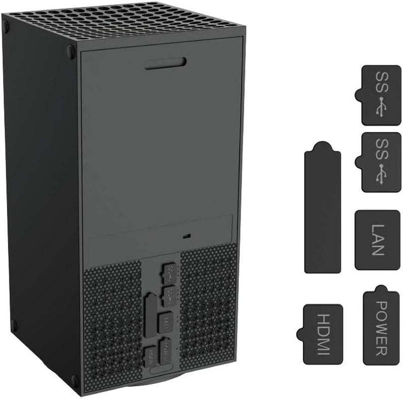 GOTRUTH Series X 8 Silicone Dust Plugs and 2 PVC Meshs Set,Usb HDMI LAN Power Cd-Driver Interface Anti-Dust Cover Dustproof Plug for Xbox Series X Console Accessories-10Pcs (Xbox Series X, Black)  wds   