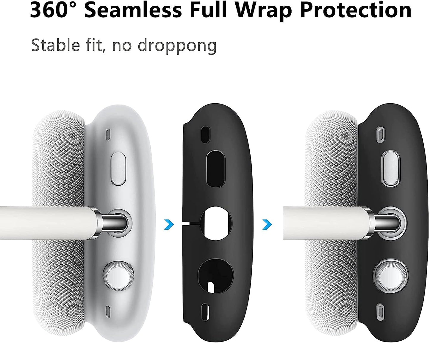 AIIEKZ Case for Airpods Max Headphones,Anti-Scratch Soft Silicone with Gold Heart Pattern Ear Cups Case Cover/Ear Pad Cover/Headband Cover for Apple Airpod Max (Black)  AIIEKZ   